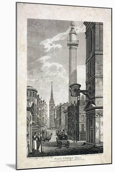 Fish Street Hill and the Monument, London, 1817-Robert Cabbel Roffe-Mounted Giclee Print