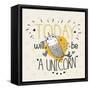 Fish Unicorn Illustration with Slogan-yusuf doganay-Framed Stretched Canvas