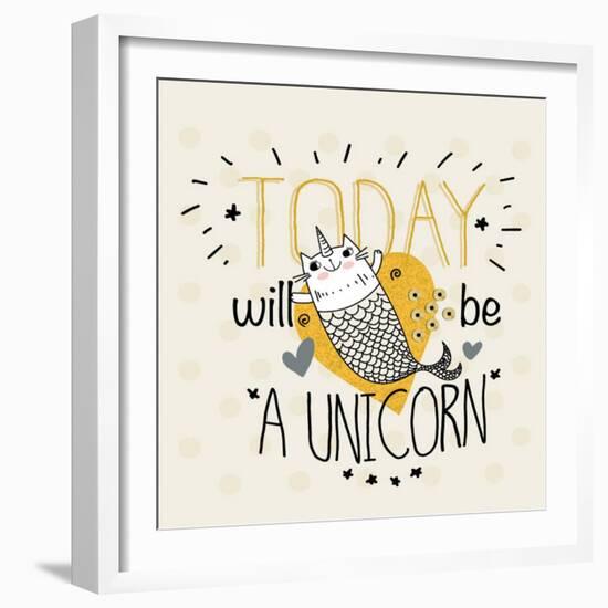 Fish Unicorn Illustration with Slogan-yusuf doganay-Framed Art Print