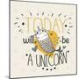 Fish Unicorn Illustration with Slogan-yusuf doganay-Mounted Art Print