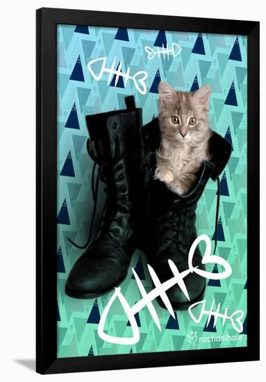 Fishbones And Boots (Green)-Rachael Hale-Framed Poster