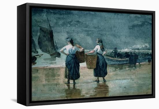 Fisher Girls by the Sea-Winslow Homer-Framed Stretched Canvas