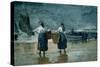 Fisher Girls by the Sea-Winslow Homer-Stretched Canvas