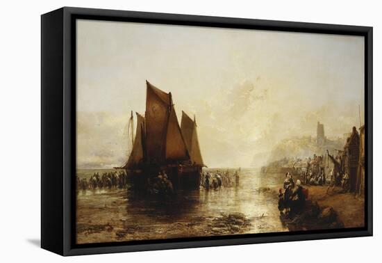 Fisherfolk Landing their Catch on Folkestone Beach-James Webb-Framed Stretched Canvas