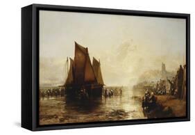 Fisherfolk Landing their Catch on Folkestone Beach-James Webb-Framed Stretched Canvas