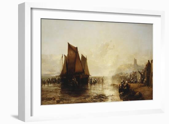 Fisherfolk Landing their Catch on Folkestone Beach-James Webb-Framed Giclee Print