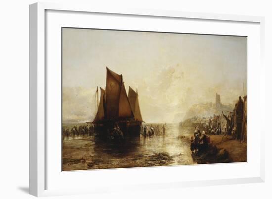 Fisherfolk Landing their Catch on Folkestone Beach-James Webb-Framed Giclee Print