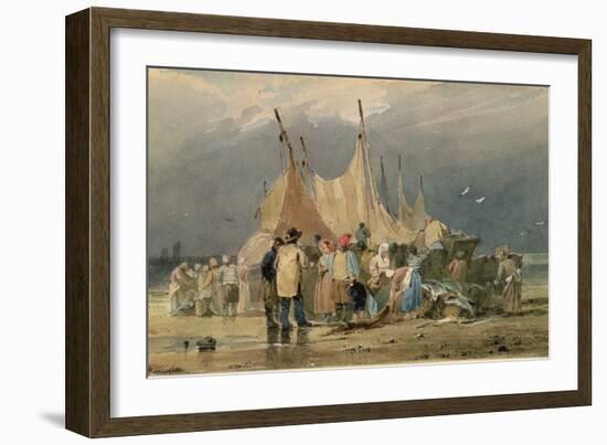Fisherfolk on a Beach, a Storm Approaching-Richard Parkes Bonington-Framed Giclee Print