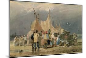 Fisherfolk on a Beach, a Storm Approaching-Richard Parkes Bonington-Mounted Giclee Print