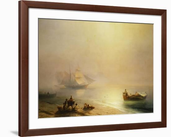 Fisherfolk on the Seashore, The Bay of Naples-Ivan Konstantinovich Aivazovsky-Framed Giclee Print