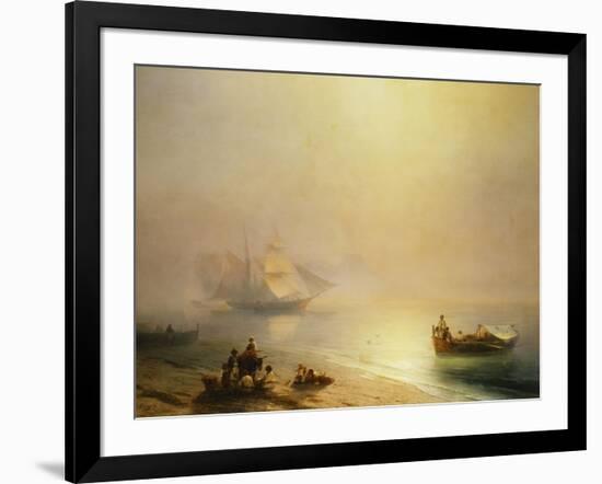 Fisherfolk on the Seashore, The Bay of Naples-Ivan Konstantinovich Aivazovsky-Framed Giclee Print
