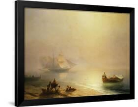 Fisherfolk on the Seashore, The Bay of Naples-Ivan Konstantinovich Aivazovsky-Framed Giclee Print