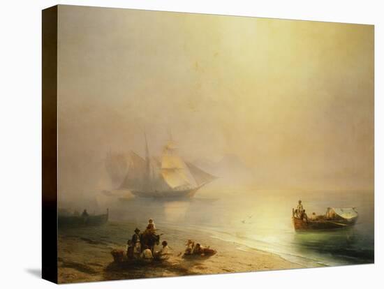 Fisherfolk on the Seashore, The Bay of Naples-Ivan Konstantinovich Aivazovsky-Stretched Canvas