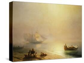 Fisherfolk on the Seashore, The Bay of Naples-Ivan Konstantinovich Aivazovsky-Stretched Canvas