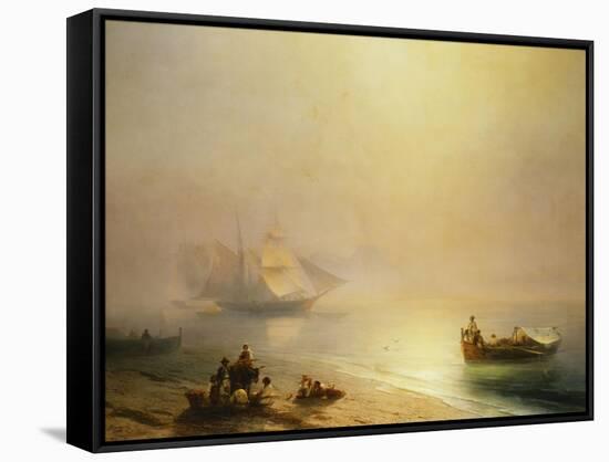 Fisherfolk on the Seashore, The Bay of Naples-Ivan Konstantinovich Aivazovsky-Framed Stretched Canvas