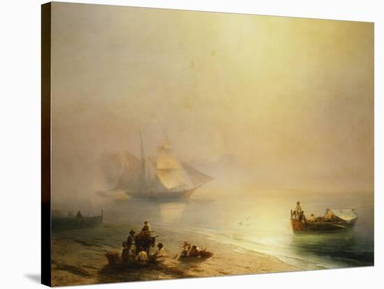 Fisherfolk on the Seashore, The Bay of Naples-Ivan Konstantinovich Aivazovsky-Stretched Canvas