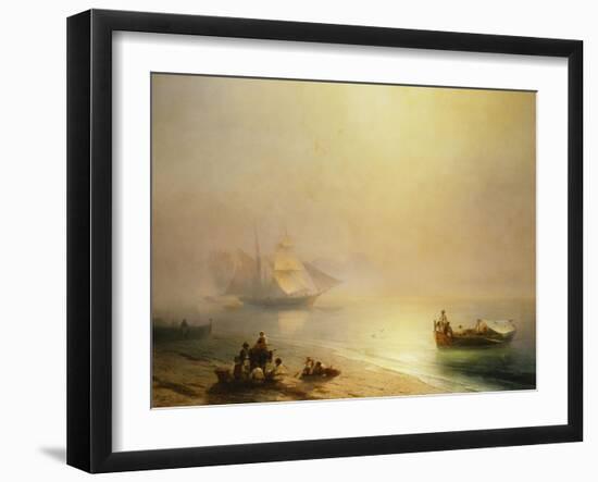 Fisherfolk on the Seashore, The Bay of Naples-Ivan Konstantinovich Aivazovsky-Framed Giclee Print