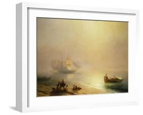 Fisherfolk on the Seashore, The Bay of Naples-Ivan Konstantinovich Aivazovsky-Framed Giclee Print