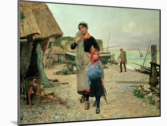 Fisherfolk Returning with Their Nets, 1882-Carl Frederic Aagaard-Mounted Giclee Print