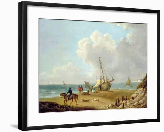 Fisherfolk Unloading their Catch in Freshwater Bay, Isle of Wight-George Morland-Framed Giclee Print