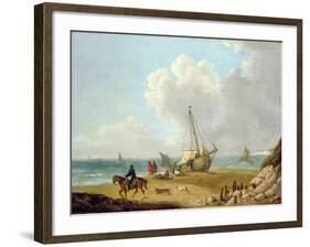 Fisherfolk Unloading their Catch in Freshwater Bay, Isle of Wight-George Morland-Framed Giclee Print