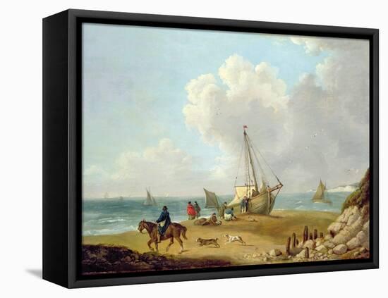 Fisherfolk Unloading their Catch in Freshwater Bay, Isle of Wight-George Morland-Framed Stretched Canvas