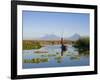 Fisherman, Agua and Pacaya Volcanoes in the Background, Monterrico, Pacific Coast, Guatemala-Michele Falzone-Framed Photographic Print