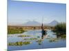 Fisherman, Agua and Pacaya Volcanoes in the Background, Monterrico, Pacific Coast, Guatemala-Michele Falzone-Mounted Photographic Print