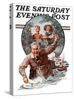 "Fisherman and Boys," Saturday Evening Post Cover, September 6, 1924-Frederic Stanley-Stretched Canvas