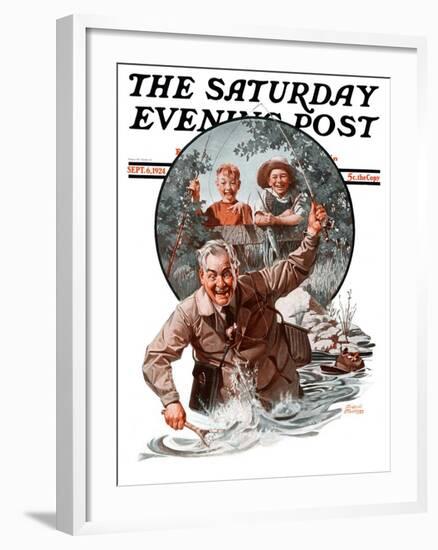 "Fisherman and Boys," Saturday Evening Post Cover, September 6, 1924-Frederic Stanley-Framed Giclee Print