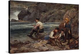 Fisherman and children, 1913-Jahn Ekenaes-Stretched Canvas