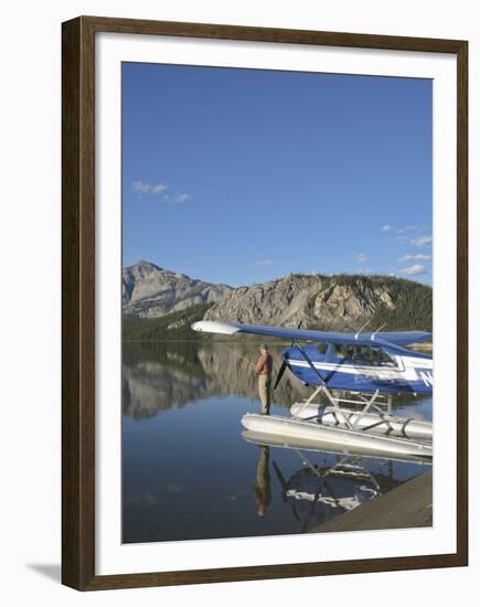 Fisherman and Floatplane, Takahula Lake, Alaska, USA-Hugh Rose-Framed Premium Photographic Print