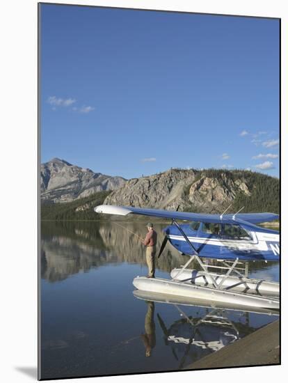 Fisherman and Floatplane, Takahula Lake, Alaska, USA-Hugh Rose-Mounted Premium Photographic Print