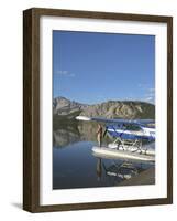 Fisherman and Floatplane, Takahula Lake, Alaska, USA-Hugh Rose-Framed Photographic Print