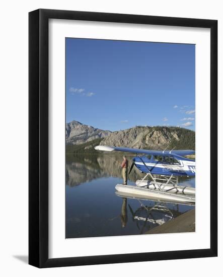 Fisherman and Floatplane, Takahula Lake, Alaska, USA-Hugh Rose-Framed Photographic Print