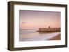 Fisherman and the Green Doughnut sculpture at dawn on Brighton Seafront, Brighton, East Sussex, Eng-Andrew Sproule-Framed Photographic Print