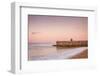 Fisherman and the Green Doughnut sculpture at dawn on Brighton Seafront, Brighton, East Sussex, Eng-Andrew Sproule-Framed Photographic Print