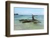 Fisherman and Traditional Outrigger Boat-Peter Richardson-Framed Photographic Print