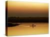 Fisherman at Sunset on the Chobe River, Botswana-Nigel Pavitt-Stretched Canvas