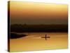 Fisherman at Sunset on the Chobe River, Botswana-Nigel Pavitt-Stretched Canvas