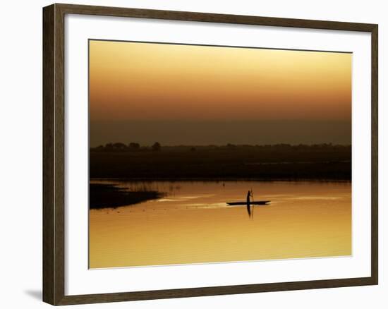 Fisherman at Sunset on the Chobe River, Botswana-Nigel Pavitt-Framed Photographic Print