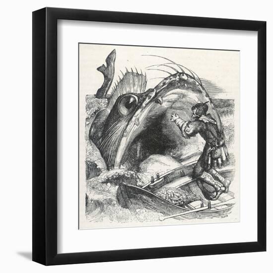 Fisherman Begs a Whale Not to Swallow Him-null-Framed Art Print