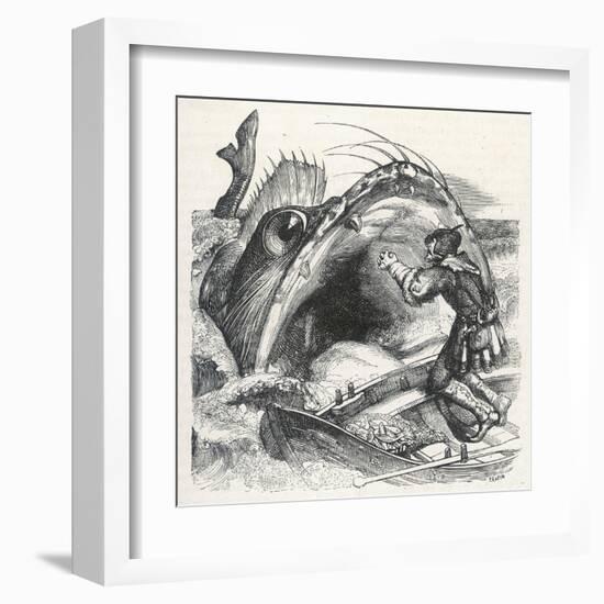 Fisherman Begs a Whale Not to Swallow Him-null-Framed Art Print