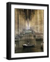 Fisherman Casts His Net in the River Ganges on the Outskirts of Allahabad, India-null-Framed Photographic Print