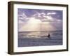 Fisherman Cycling Along the Beach Near Bweju Against Dramatic Sky, Island of Zanzibar, Tanzania-Lee Frost-Framed Photographic Print