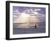 Fisherman Cycling Along the Beach Near Bweju Against Dramatic Sky, Island of Zanzibar, Tanzania-Lee Frost-Framed Photographic Print