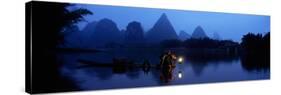 Fisherman Fishing at Night, Li River , China-null-Stretched Canvas