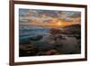 Fisherman fishing off rocks at sunrise, Queensland, Australia-Mark A Johnson-Framed Photographic Print