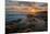 Fisherman fishing off rocks at sunrise, Queensland, Australia-Mark A Johnson-Mounted Photographic Print