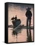 Fisherman Fishing with Cormorants on Bamboo Raft on Li River at Dusk, Yangshuo, Guangxi, China-Keren Su-Framed Stretched Canvas